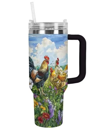 Chicken Custom Stanley Quencher 40Oz Stainless Steel Tumbler With Handle