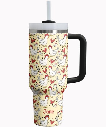 Chicken Custom Stanley Quencher 40Oz Stainless Steel Tumbler With Handle