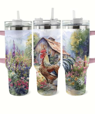 Chicken Custom Stanley Quencher 40Oz Stainless Steel Tumbler With Handle