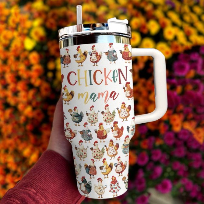 Chicken Mama Travel Custom Stanley Quencher 40Oz Stainless Steel Tumbler With Handle - Image 3