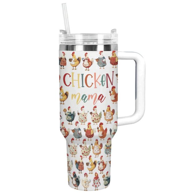 Chicken Mama Travel Custom Stanley Quencher 40Oz Stainless Steel Tumbler With Handle