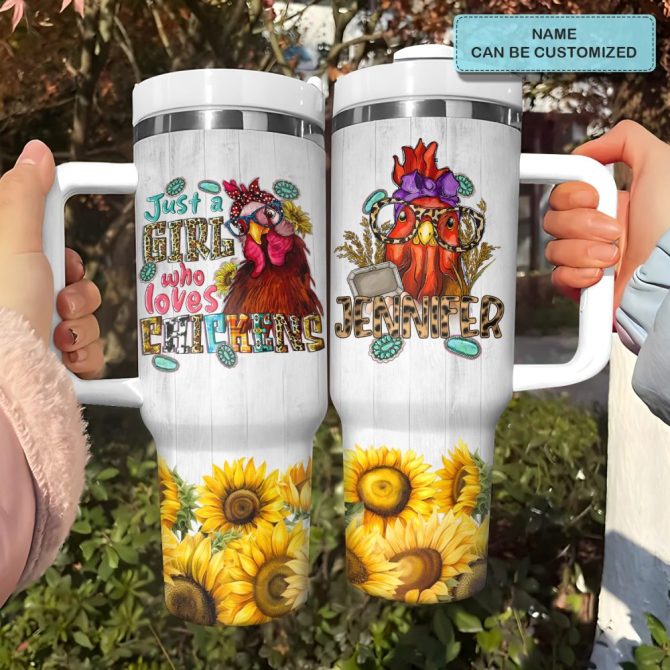 Chicken Sunflower Custom Stanley Quencher 40Oz Stainless Steel Tumbler With Handle - Image 2