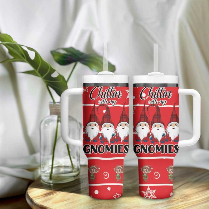 Chillin With My Gnomies Merry Christmas Custom Stanley Quencher 40Oz Stainless Steel Tumbler With Handle - Image 9