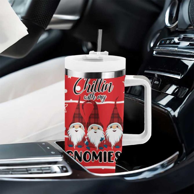 Chillin With My Gnomies Merry Christmas Custom Stanley Quencher 40Oz Stainless Steel Tumbler With Handle - Image 8