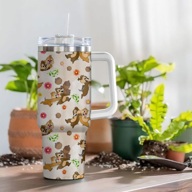 Chip And Dale Disney Cartoon Custom Stanley Quencher 40Oz Stainless Steel Tumbler With Handle - Image 4