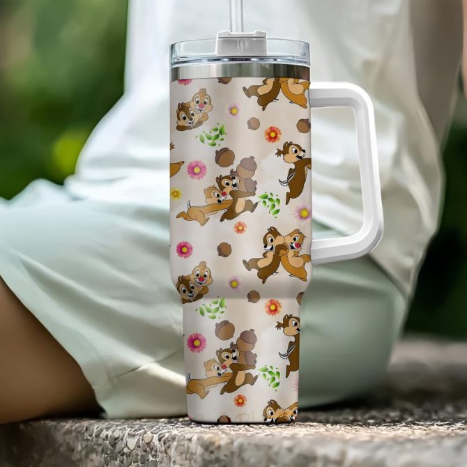 Chip And Dale Disney Cartoon Custom Stanley Quencher 40Oz Stainless Steel Tumbler With Handle - Image 5