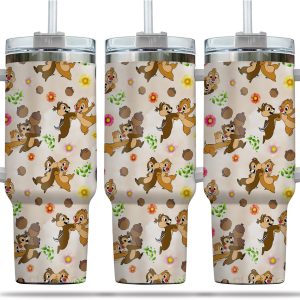 Chip And Dale Disney Cartoon Custom Stanley Quencher 40Oz Stainless Steel Tumbler With Handle