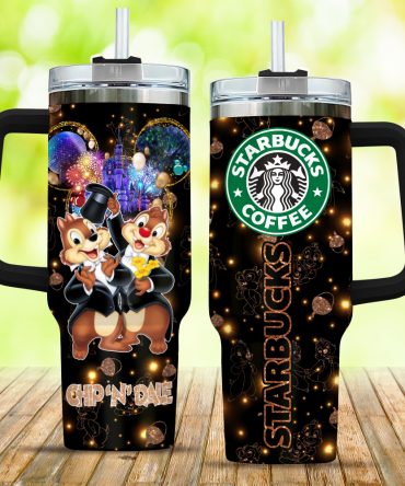 Chip  #8216;N Dale Starbucks Cartoon Custom Stanley Quencher 40Oz Stainless Steel Tumbler