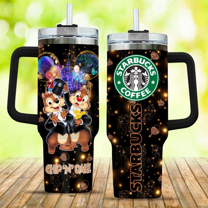 Chip  #8216;N Dale Starbucks Cartoon Custom Stanley Quencher 40Oz Stainless Steel Tumbler
