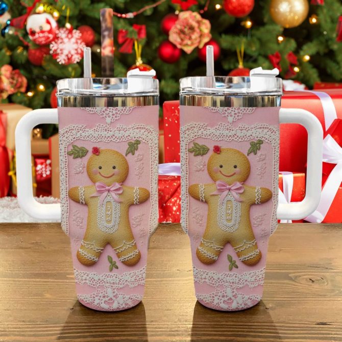 Chrismas Coquette Christmas Custom Stanley Quencher 40Oz Stainless Steel Tumbler With Handle - Image 3