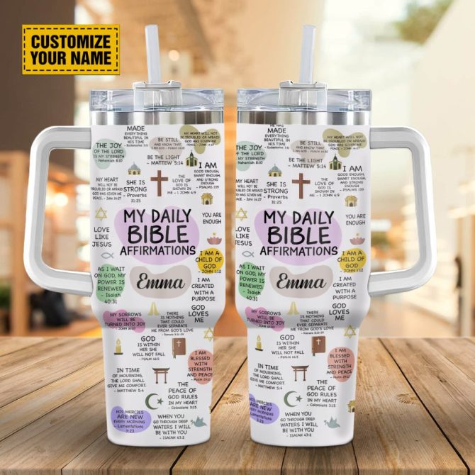 Christ Abstract Shapes Faith Custom Stanley Quencher 40Oz Stainless Steel Tumbler With Handle - Image 2