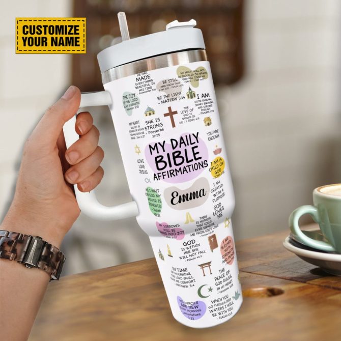 Christ Abstract Shapes Faith Custom Stanley Quencher 40Oz Stainless Steel Tumbler With Handle - Image 5
