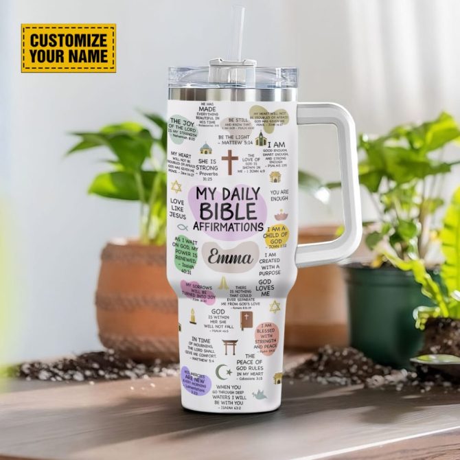 Christ Abstract Shapes Faith Custom Stanley Quencher 40Oz Stainless Steel Tumbler With Handle - Image 3