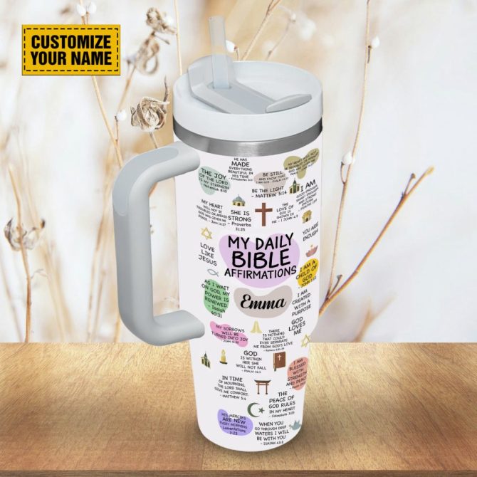 Christ Abstract Shapes Faith Custom Stanley Quencher 40Oz Stainless Steel Tumbler With Handle - Image 4