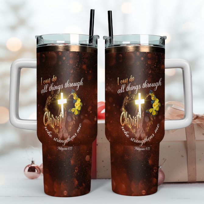 Christ Who Strengthens Me Custom Stanley Quencher 40Oz Stainless Steel Tumbler With Handle - Image 4