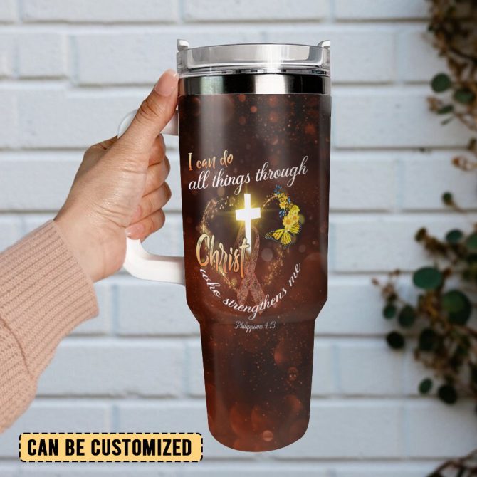 Christ Who Strengthens Me Custom Stanley Quencher 40Oz Stainless Steel Tumbler With Handle - Image 3