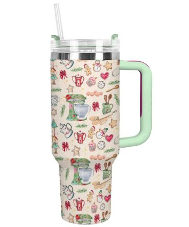 Christmas Baking Custom Stanley Quencher 40Oz Stainless Steel Tumbler With Handle