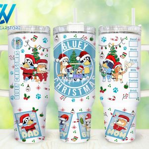Christmas Blueycartoon Custom Stanley Quencher 40Oz Stainless Steel Tumbler With Handle