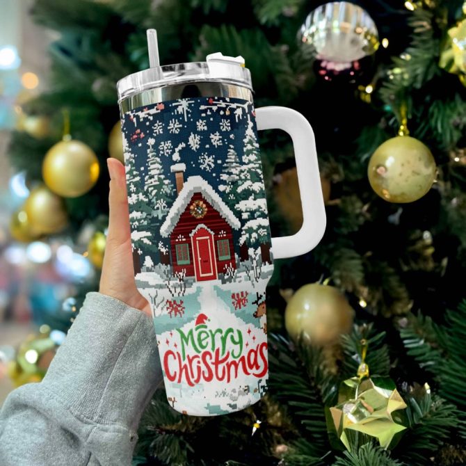 Christmas Cabin Custom Stanley Quencher 40Oz Stainless Steel Tumbler With Handle - Image 2