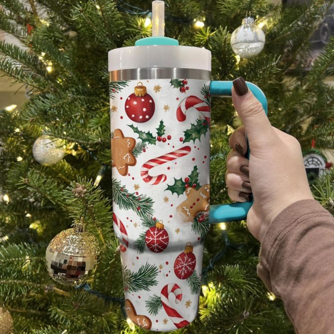 Christmas Candy Gorgeous Custom Stanley Quencher 40Oz Stainless Steel Tumbler With Handle - Image 2