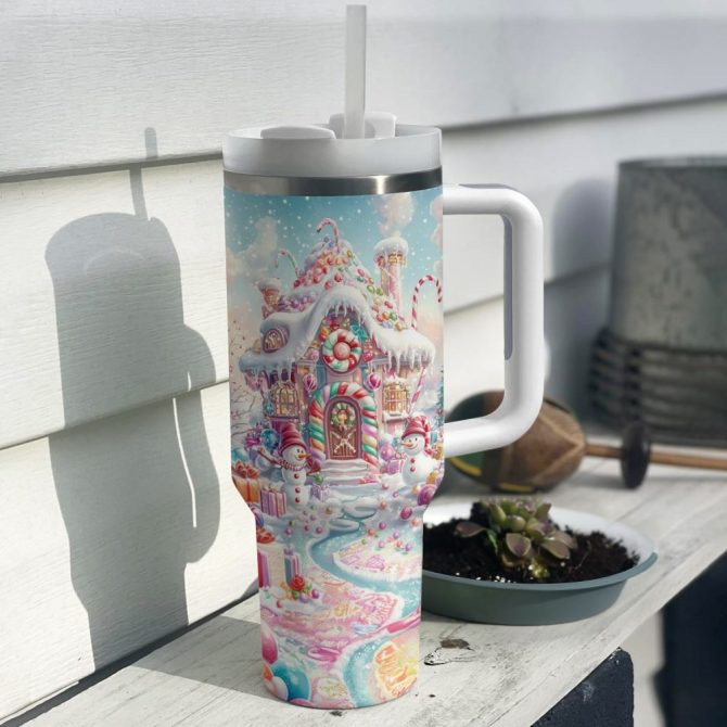 Christmas Candyland Custom Stanley Quencher 40Oz Stainless Steel Tumbler With Handle - Image 2