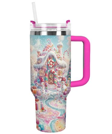 Christmas Candyland Custom Stanley Quencher 40Oz Stainless Steel Tumbler With Handle