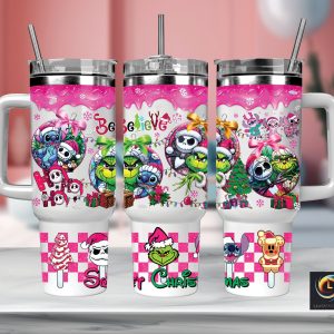 Christmas Characters Cartoon Custom Stanley Quencher 40Oz Stainless Steel Tumbler With Handle
