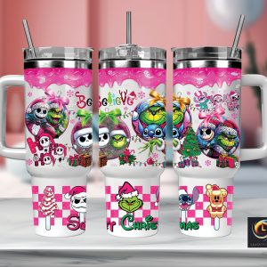 Christmas Characters Cartoon Custom Stanley Quencher 40Oz Stainless Steel Tumbler With Handle