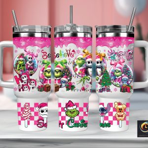 Christmas Characters Cartoon Custom Stanley Quencher 40Oz Stainless Steel Tumbler With Handle