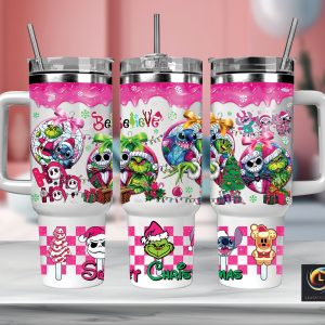 Christmas Characters Cartoon Custom Stanley Quencher 40Oz Stainless Steel Tumbler With Handle