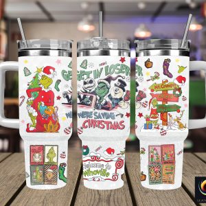 Christmas Characters Cartoon Custom Stanley Quencher 40Oz Stainless Steel Tumbler With Handle