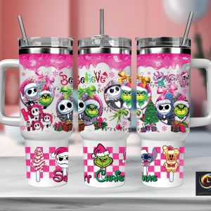 Christmas Characters Cartoon Custom Stanley Quencher 40Oz Stainless Steel Tumbler With Handle