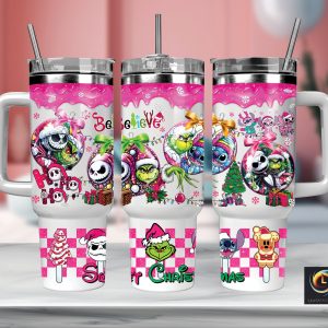 Christmas Characters Cartoon Custom Stanley Quencher 40Oz Stainless Steel Tumbler With Handle