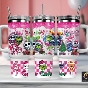 Christmas Characters Cartoon Custom Stanley Quencher 40Oz Stainless Steel Tumbler With Handle