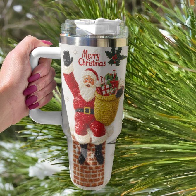 Christmas Chimney Surprise Custom Stanley Quencher 40Oz Stainless Steel Tumbler With Handle - Image 2