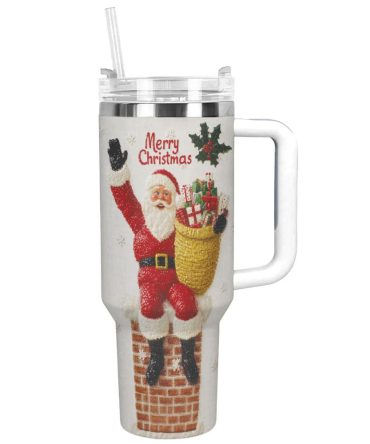 Christmas Chimney Surprise Custom Stanley Quencher 40Oz Stainless Steel Tumbler With Handle