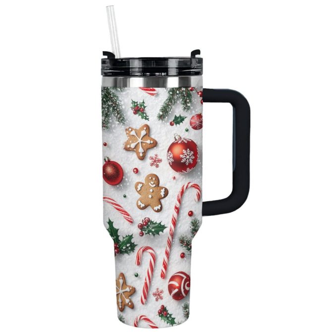 Christmas Cookie Delight Custom Stanley Quencher 40Oz Stainless Steel Tumbler With Handle