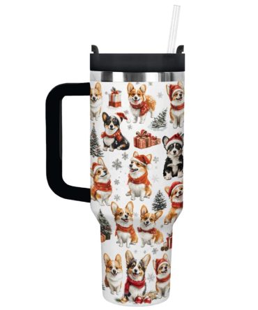 Christmas Delight Corgis Dog Custom Stanley Quencher 40Oz Stainless Steel Tumbler With Handle