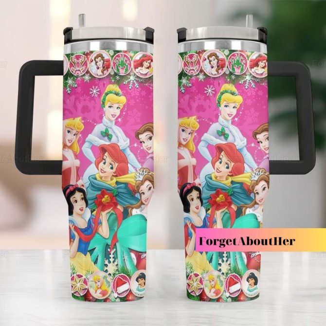 Christmas Disney Princesses Disney Cartoon Custom Stanley Quencher 40Oz Stainless Steel Tumbler With Handle - Image 4