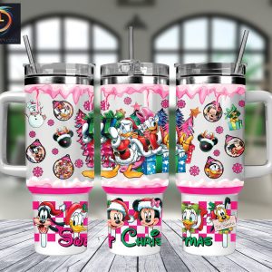 Christmas Donald And Daisy Disney Cartoon Custom Stanley Quencher 40Oz Stainless Steel Tumbler With Handle
