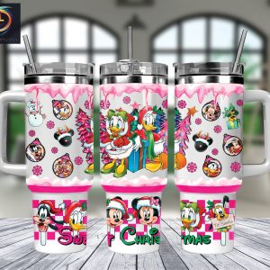 Christmas Donald And Daisy Disney Cartoon Custom Stanley Quencher 40Oz Stainless Steel Tumbler With Handle