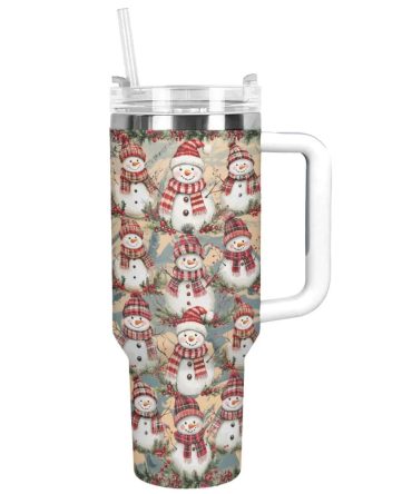 Christmas Frosty Snowman Friends Custom Stanley Quencher 40Oz Stainless Steel Tumbler With Handle