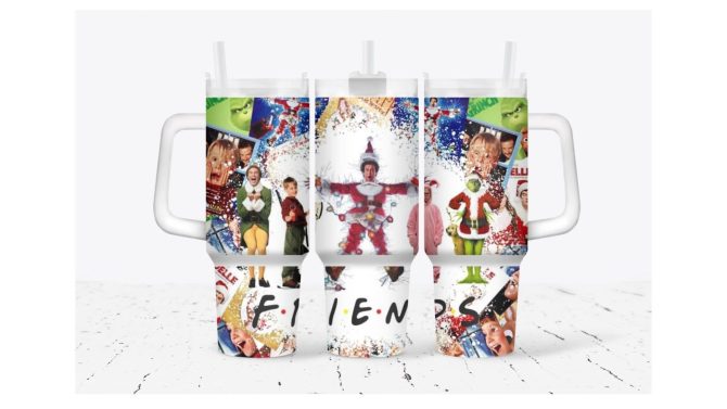 Christmas Funny Friends Tv Series Custom Stanley Quencher 40Oz Stainless Steel Tumbler With Handle