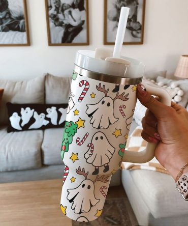 Christmas Ghost Custom Stanley Quencher 40Oz Stainless Steel Tumbler