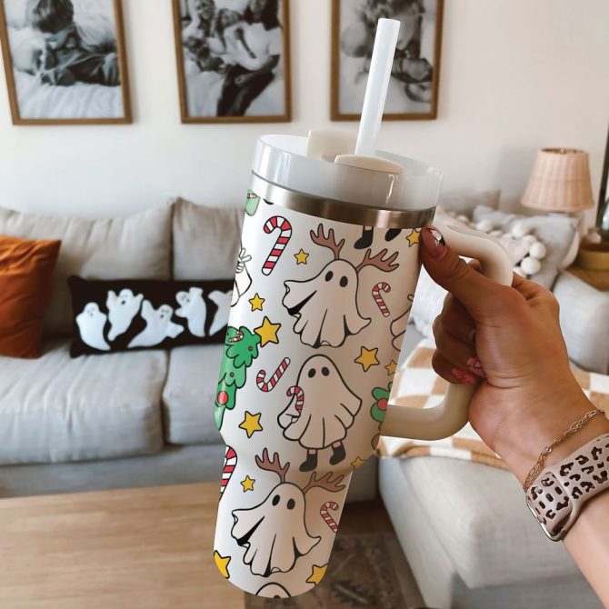 Christmas Ghost Custom Stanley Quencher 40Oz Stainless Steel Tumbler