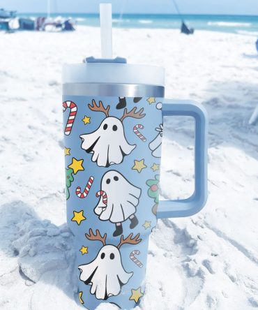Christmas Ghost Custom Stanley Quencher 40Oz Stainless Steel Tumbler