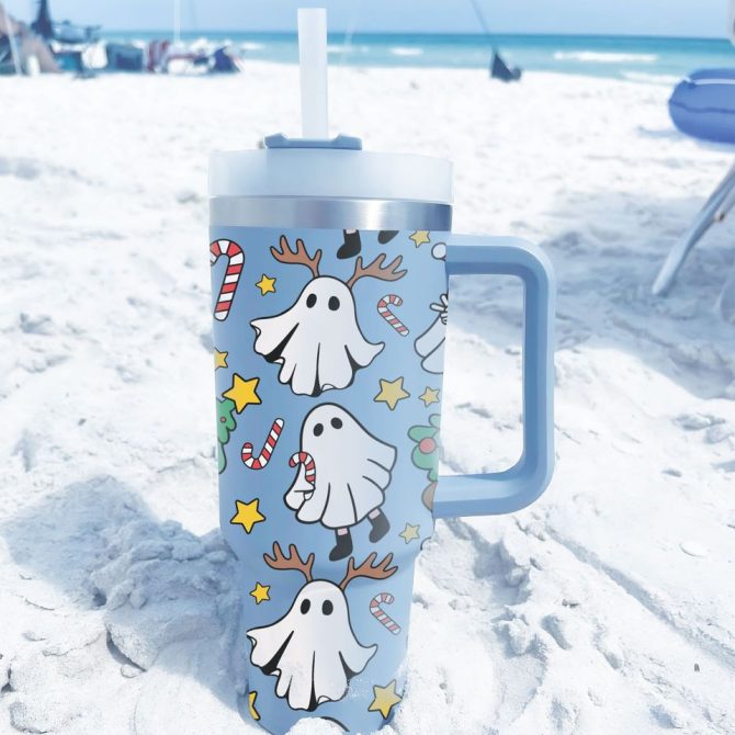 Christmas Ghost Custom Stanley Quencher 40Oz Stainless Steel Tumbler