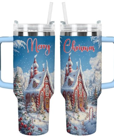 Christmas Gingerbread Wonderland Custom Stanley Quencher 40Oz Stainless Steel Tumbler With Handle