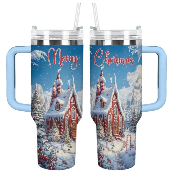 Christmas Gingerbread Wonderland Custom Stanley Quencher 40Oz Stainless Steel Tumbler With Handle