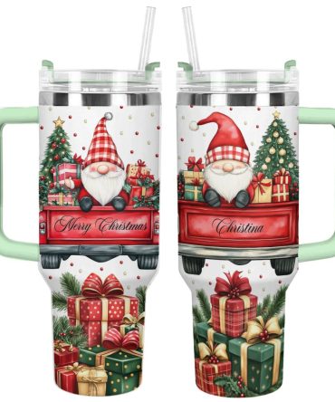 Christmas Gnome Custom Stanley Quencher 40Oz Stainless Steel Tumbler With Handle